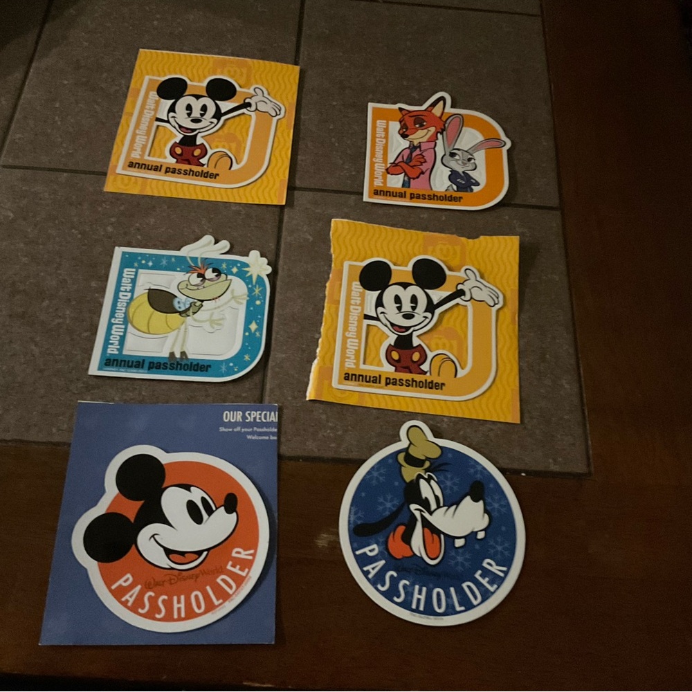Disney Passholder Stickers - Yellow, Blue, Orange